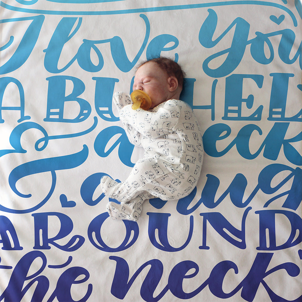 I love you a bushel & a peck - Blue Lightweight Swaddle - howjoyfulshop