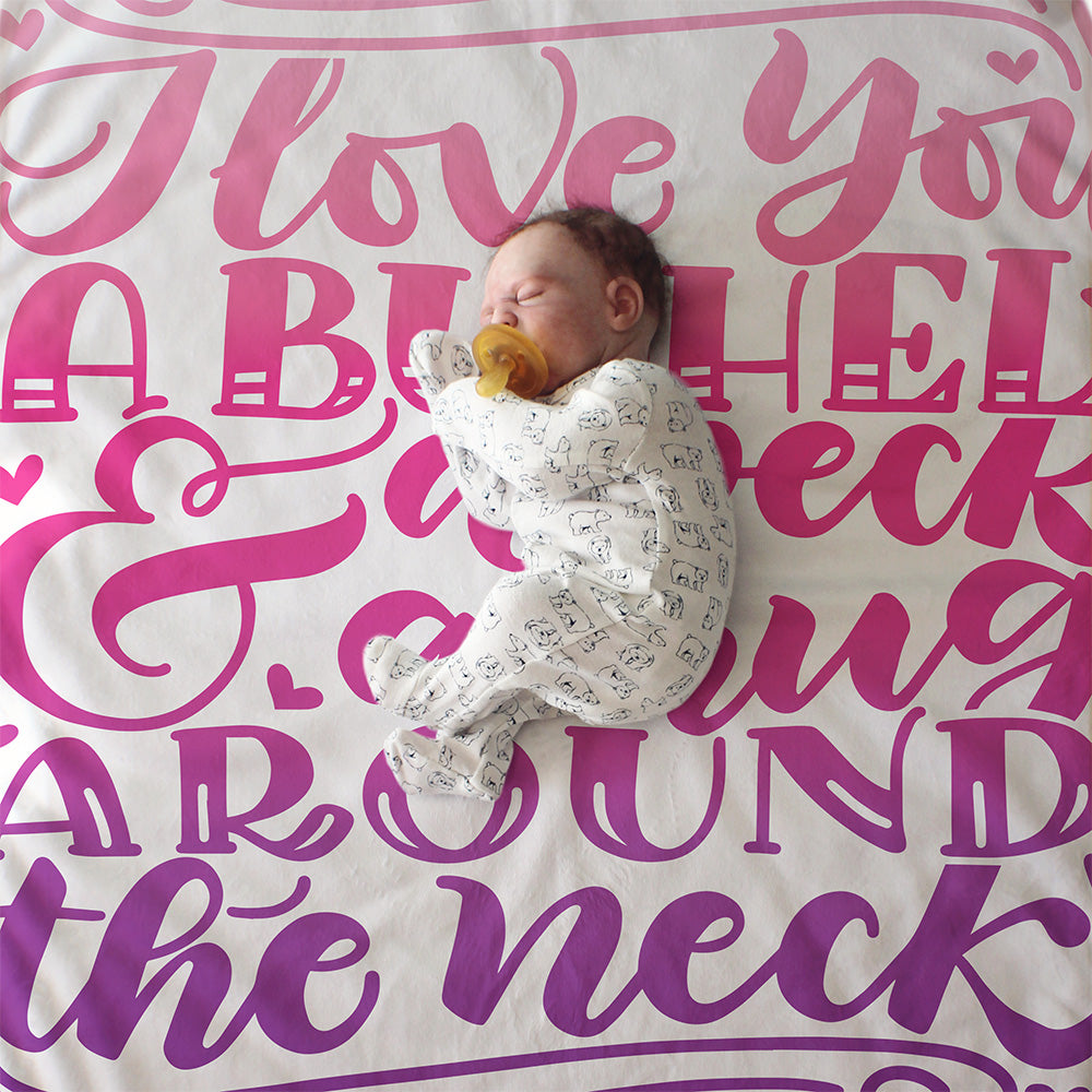 I love you a bushel & a peck - Pink Lightweight Swaddle - howjoyfulshop
