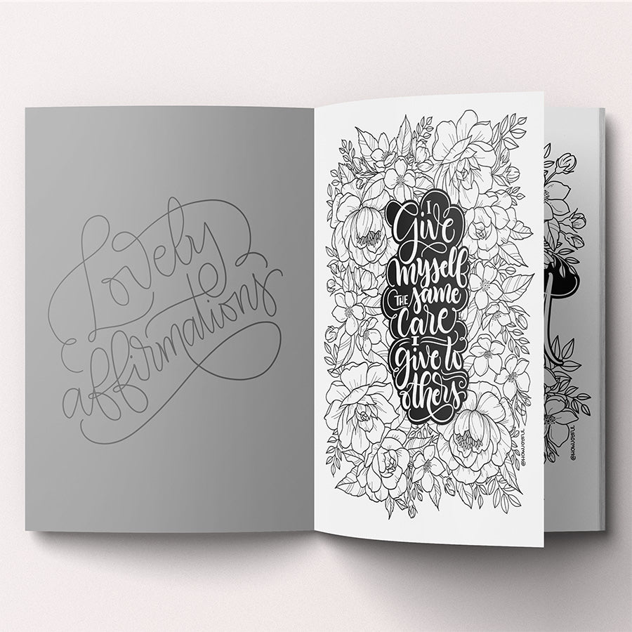 Lovely Affirmations & Flowers Coloring Book - howjoyfulshop