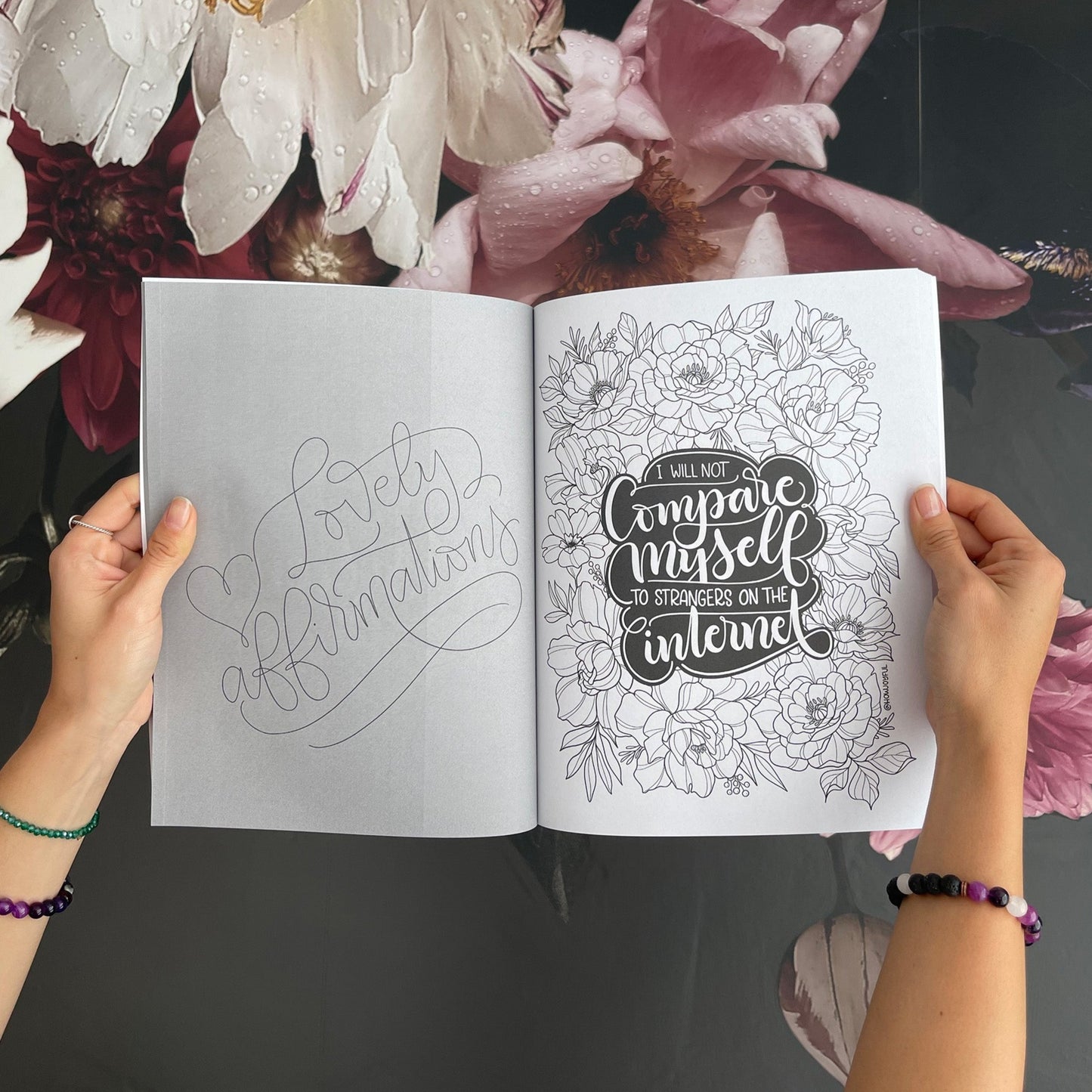 Lovely Affirmations & Flowers Coloring Book - howjoyfulshop