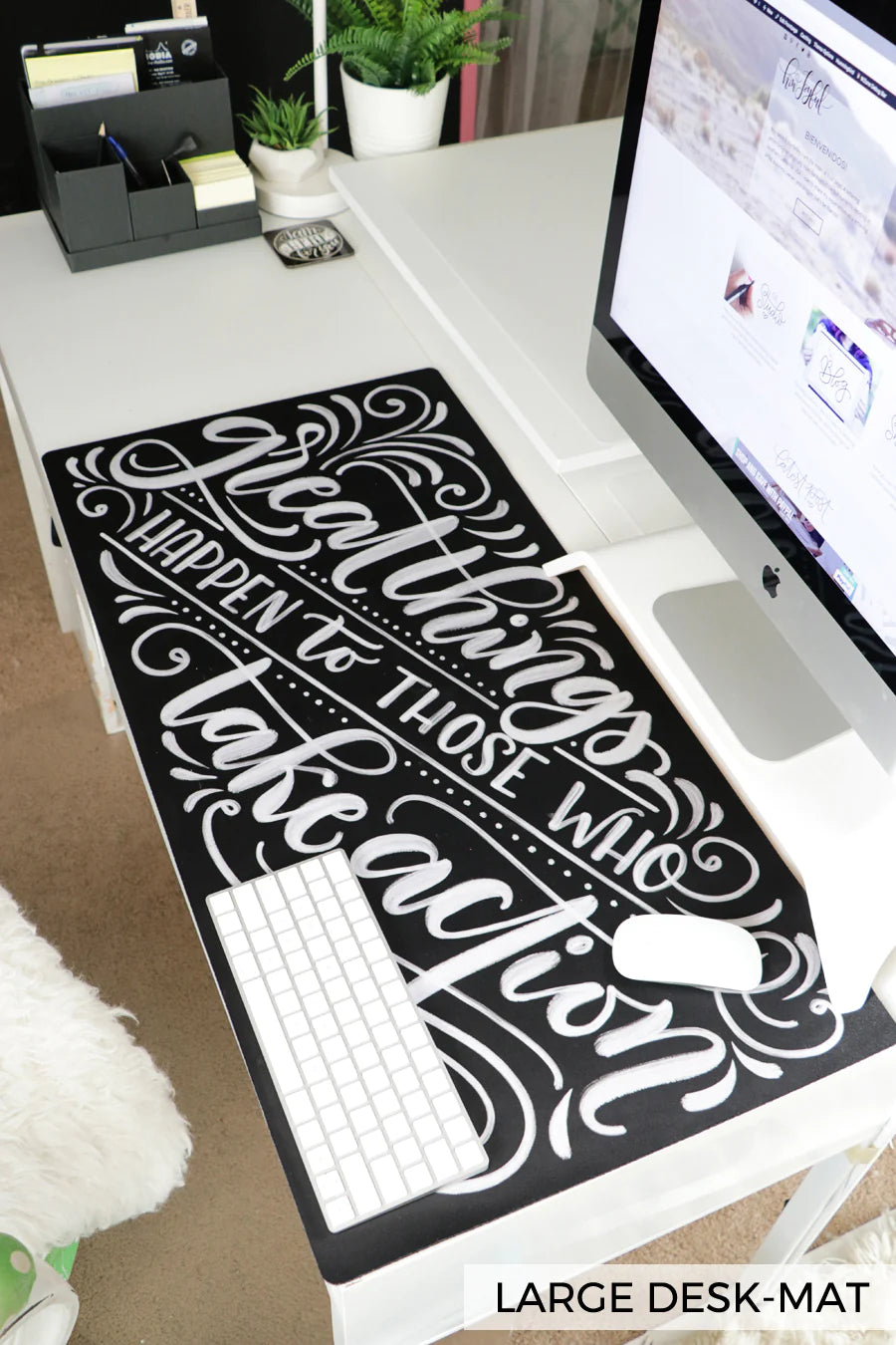 Great things happen to those who take action - Desk Mat - howjoyfulshop