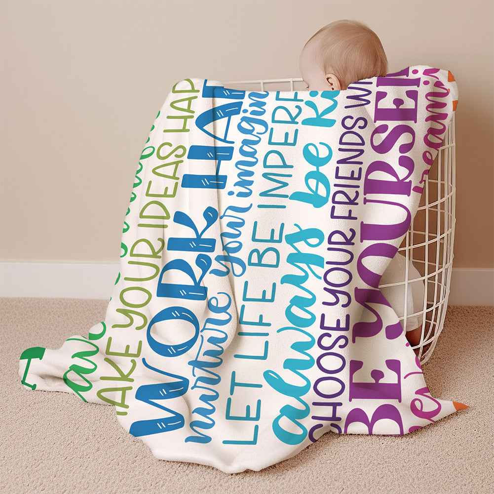 Rainbow Encouraging Family Rules - Velveteen Blanket - howjoyfulshop