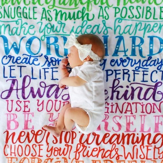 Rainbow Encouraging Family Rules - Sherpa Blanket - howjoyfulshop