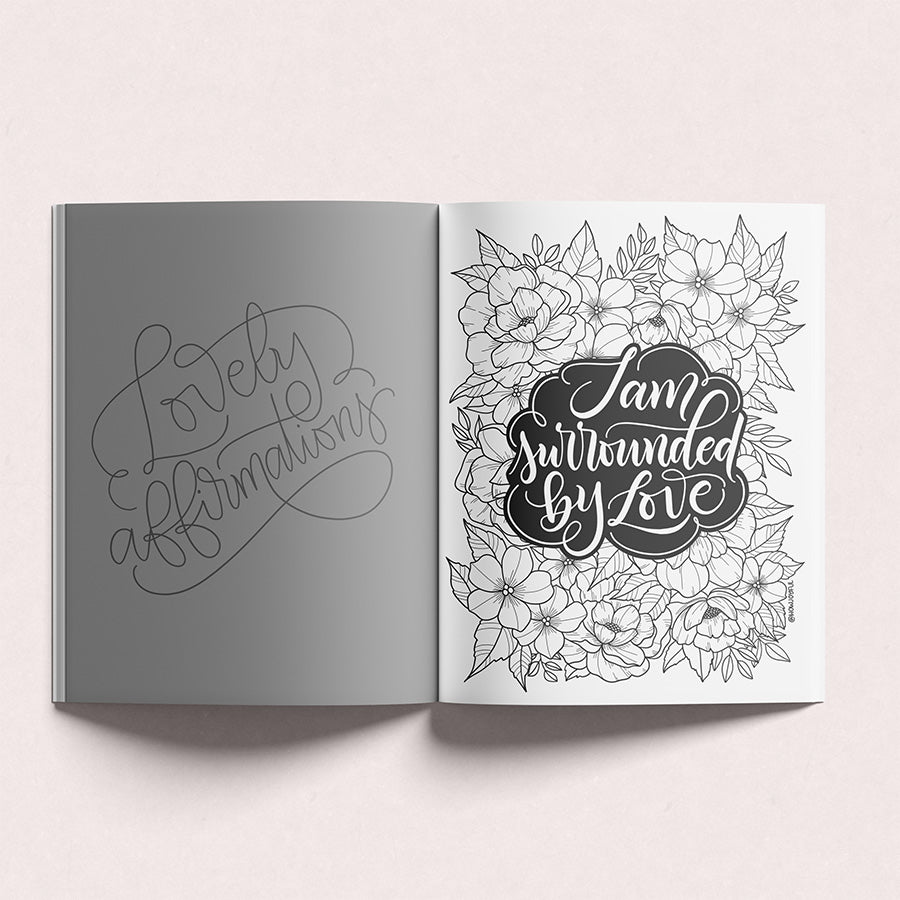 Lovely Affirmations & Flowers Coloring Book - howjoyfulshop