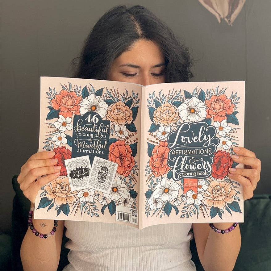 Lovely Affirmations & Flowers Coloring Book - howjoyfulshop