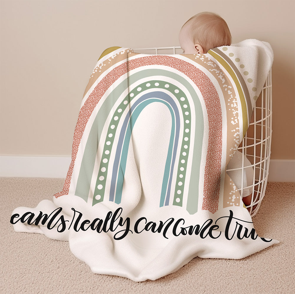Dreams come true - Rainbow - Velveteen Blanket - howjoyfulshop