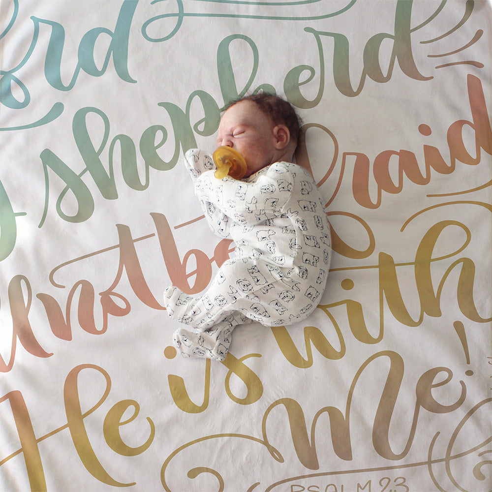 The Lord is my shepherd - Psalm 23 - Rainbow Velveteen Blanket - howjoyfulshop