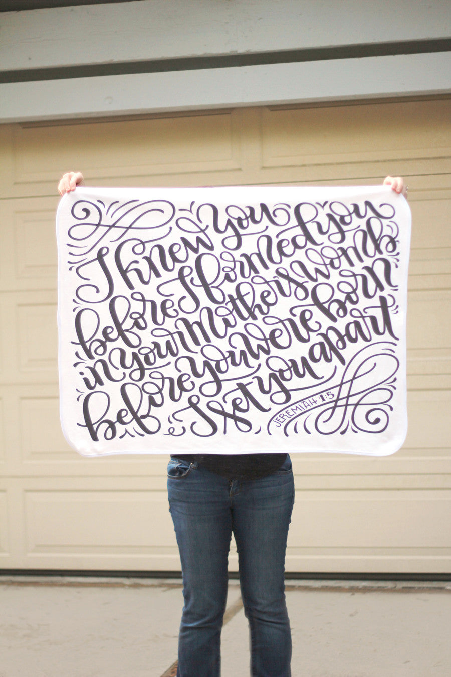 Swaddle - I knew you before I formed you in your mother's womb - Jeremiah 1:5 - LAP SIZE - SALE - howjoyfulshop