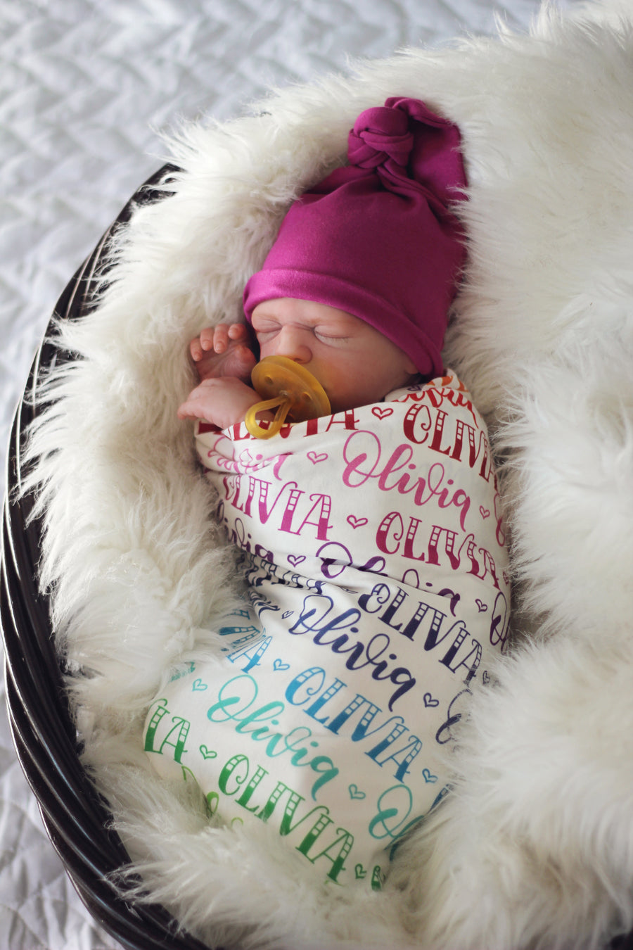 Rainbow Baby- Personalized Swaddle - Rainbow color - Birth announcement - howjoyfulshop