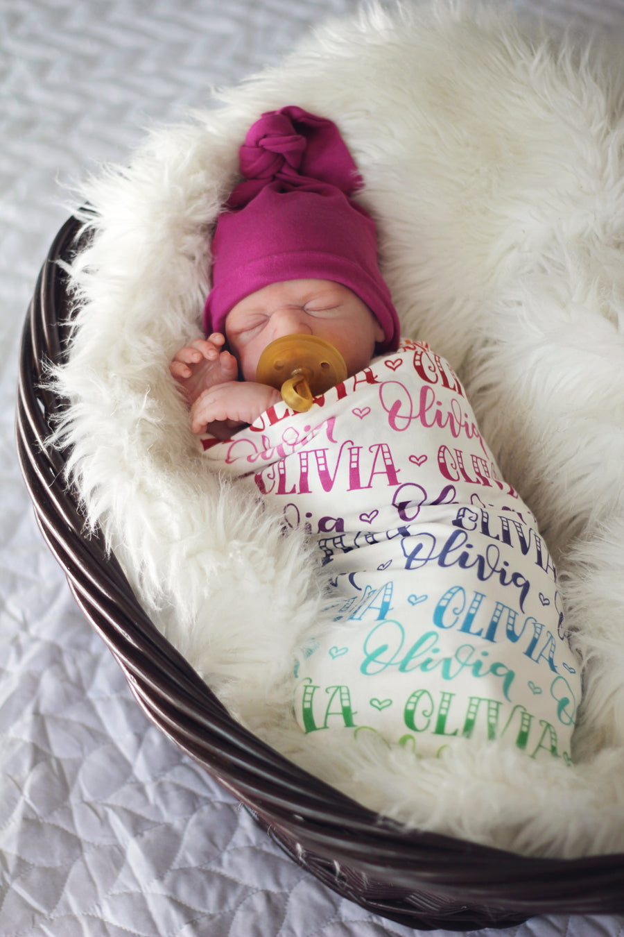 Rainbow Baby- Personalized Swaddle - Rainbow color - Birth announcement - howjoyfulshop