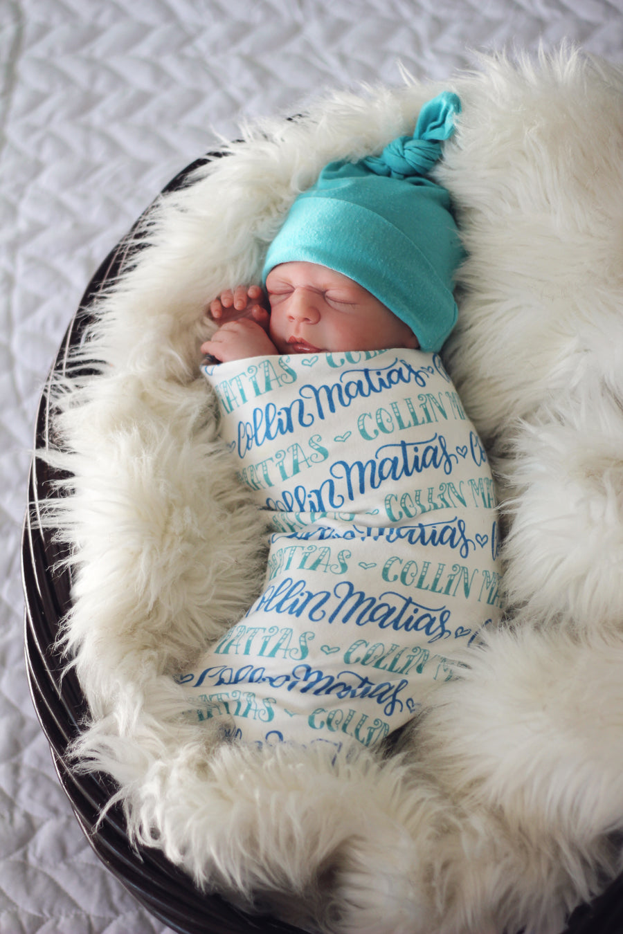 Personalized Swaddle - 2 color design - Birth announcement - howjoyfulshop
