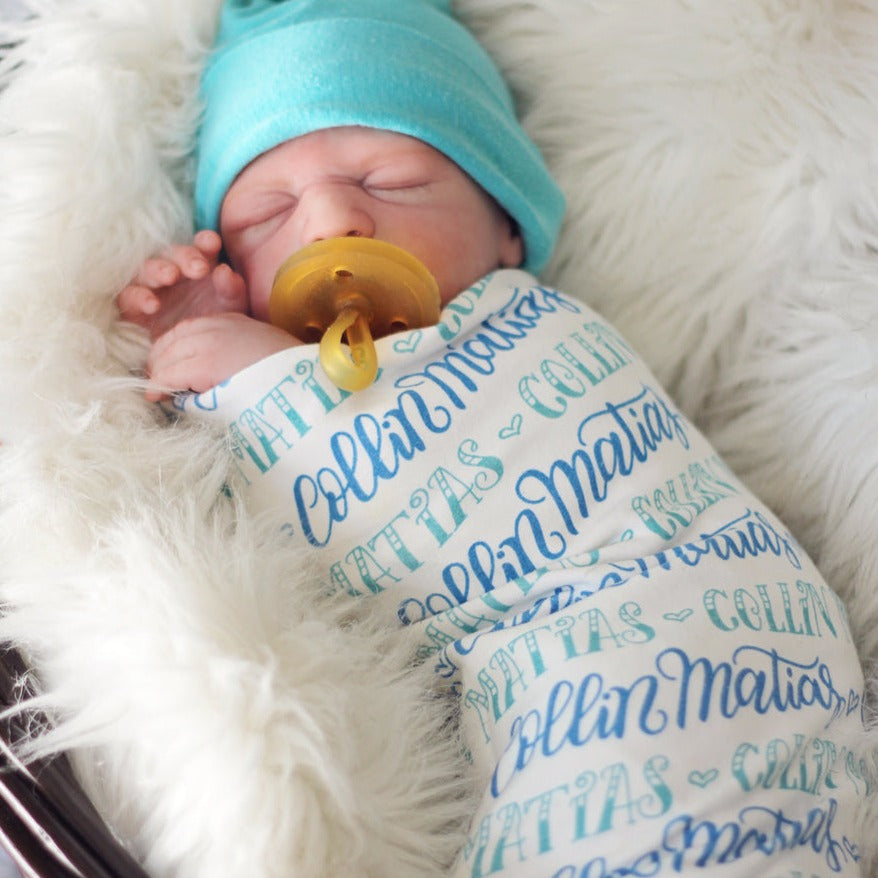 Personalized Swaddle - 2 color design - Birth announcement - howjoyfulshop