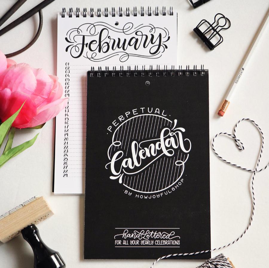 Perpetual calendar - Hand lettered calendar - howjoyfulshop