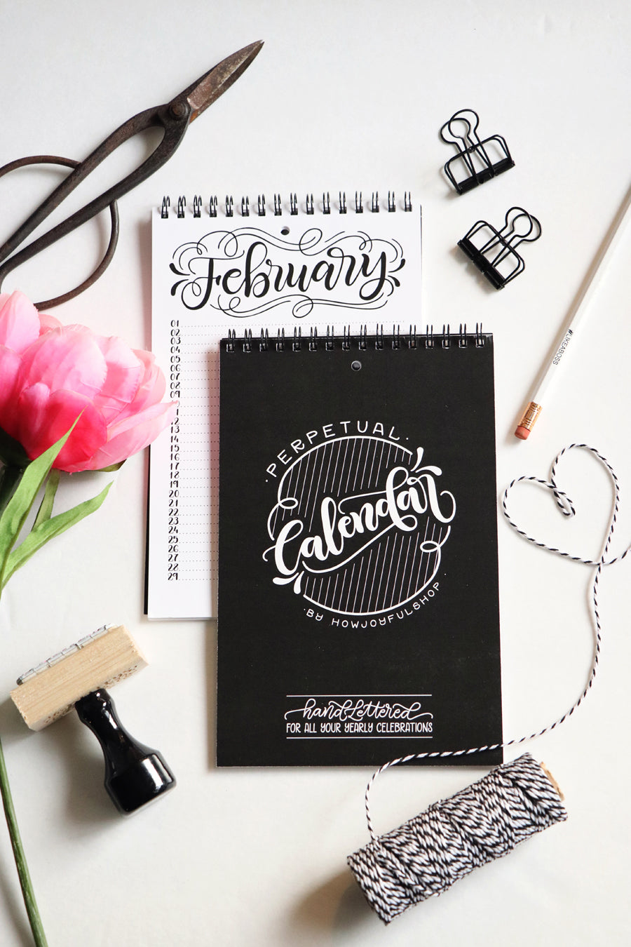 Perpetual calendar - Hand lettered calendar - howjoyfulshop