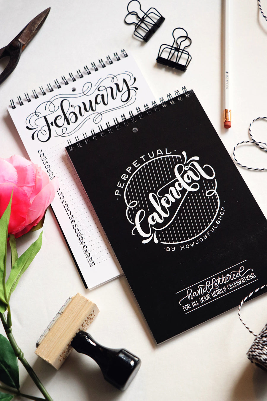 Perpetual calendar - Hand lettered calendar - howjoyfulshop