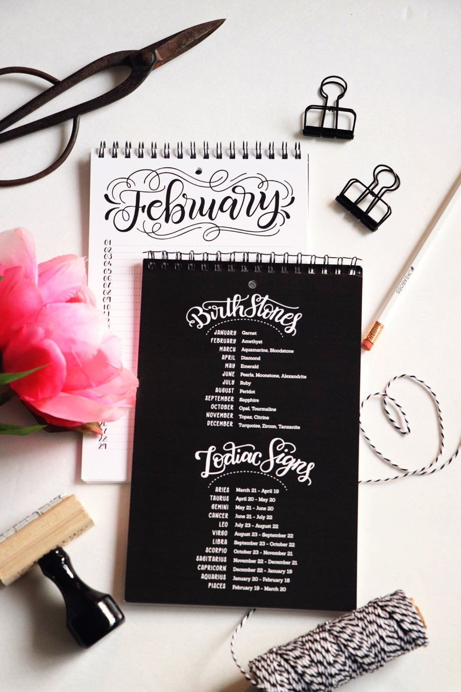 Perpetual calendar - Hand lettered calendar - howjoyfulshop