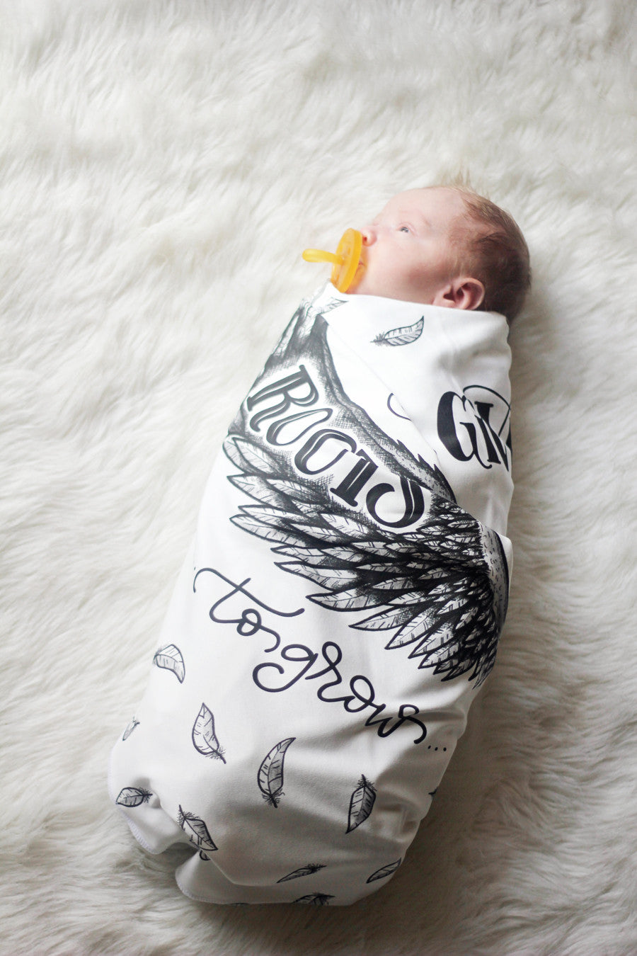 Swaddle - Organic cotton - LAP SIZE - I will give you wings to fly and roots to grow - SALE - howjoyfulshop