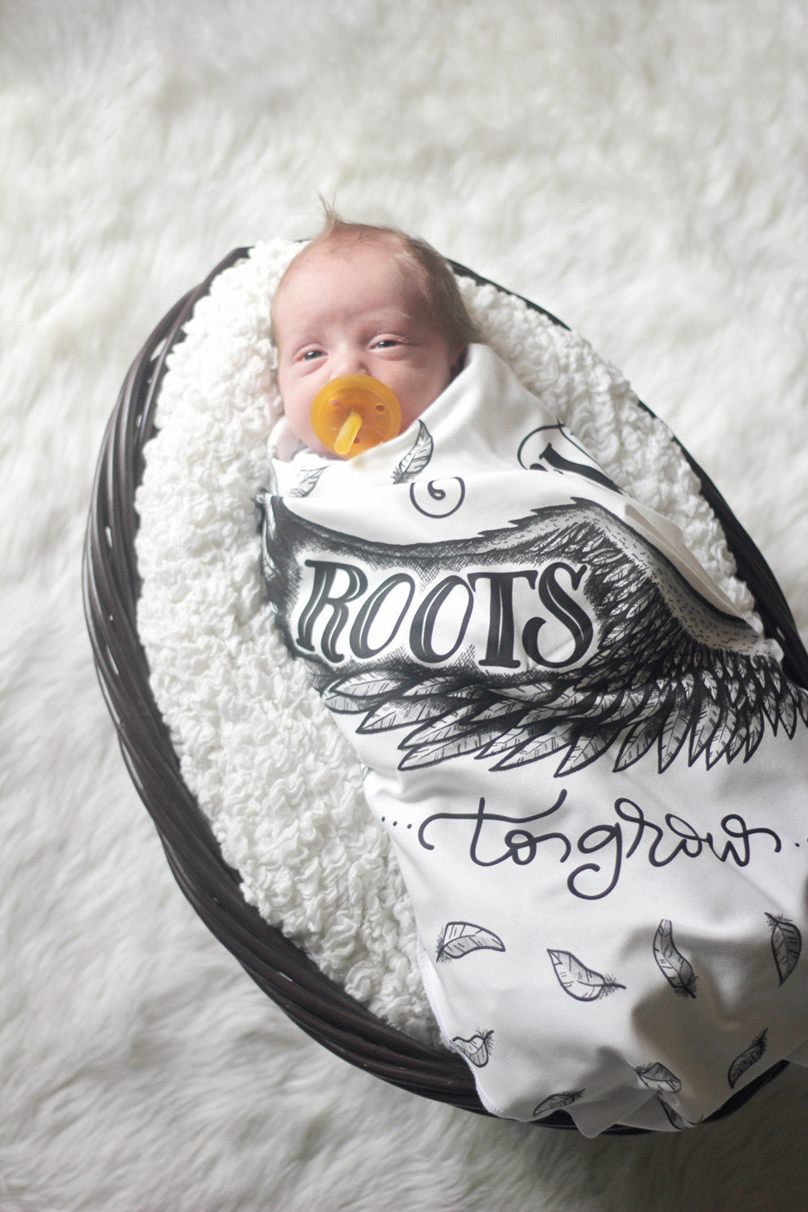 Swaddle - Organic cotton - LAP SIZE - I will give you wings to fly and roots to grow - SALE - howjoyfulshop