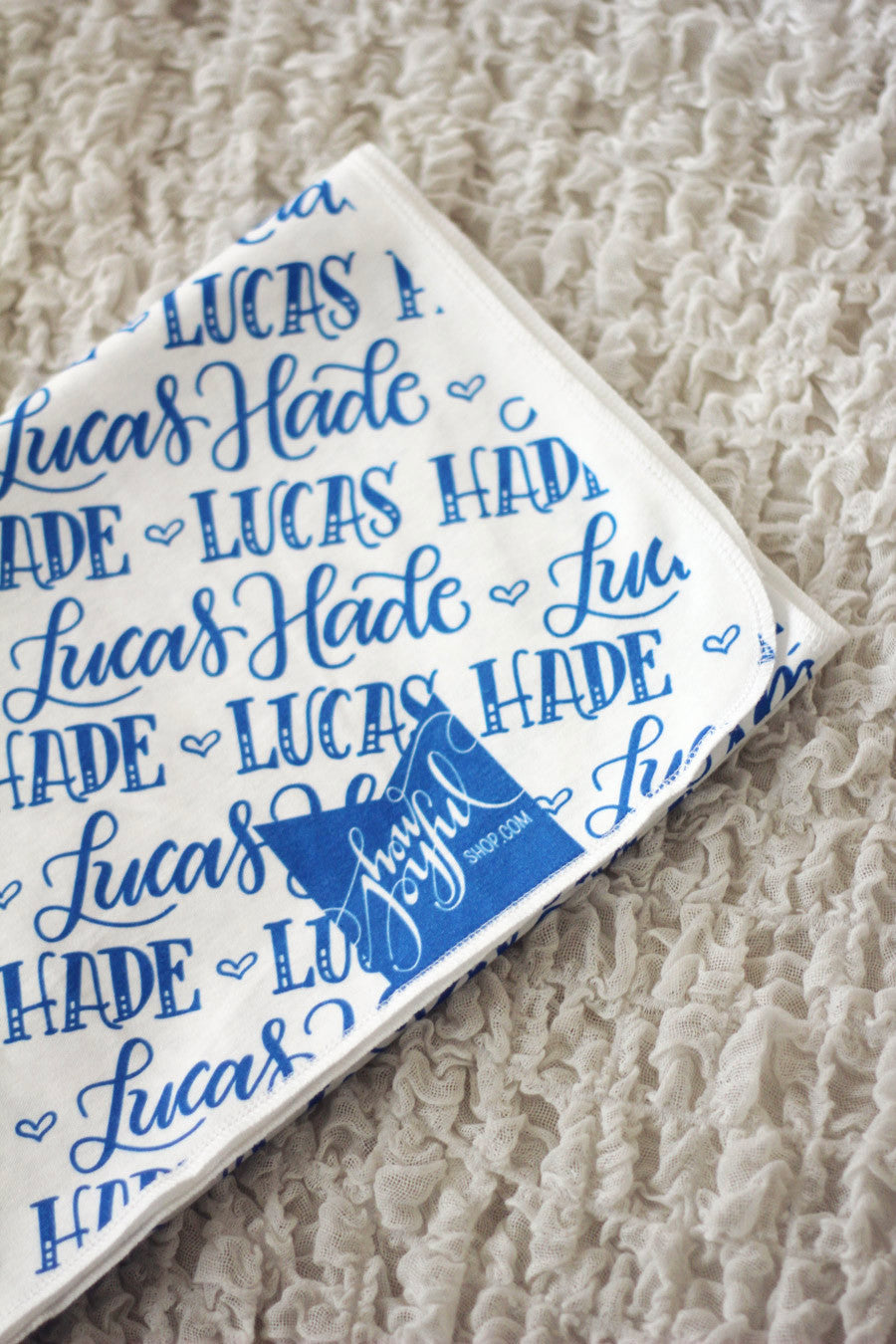 Personalized Swaddle - Hand-lettered name in one color - howjoyfulshop