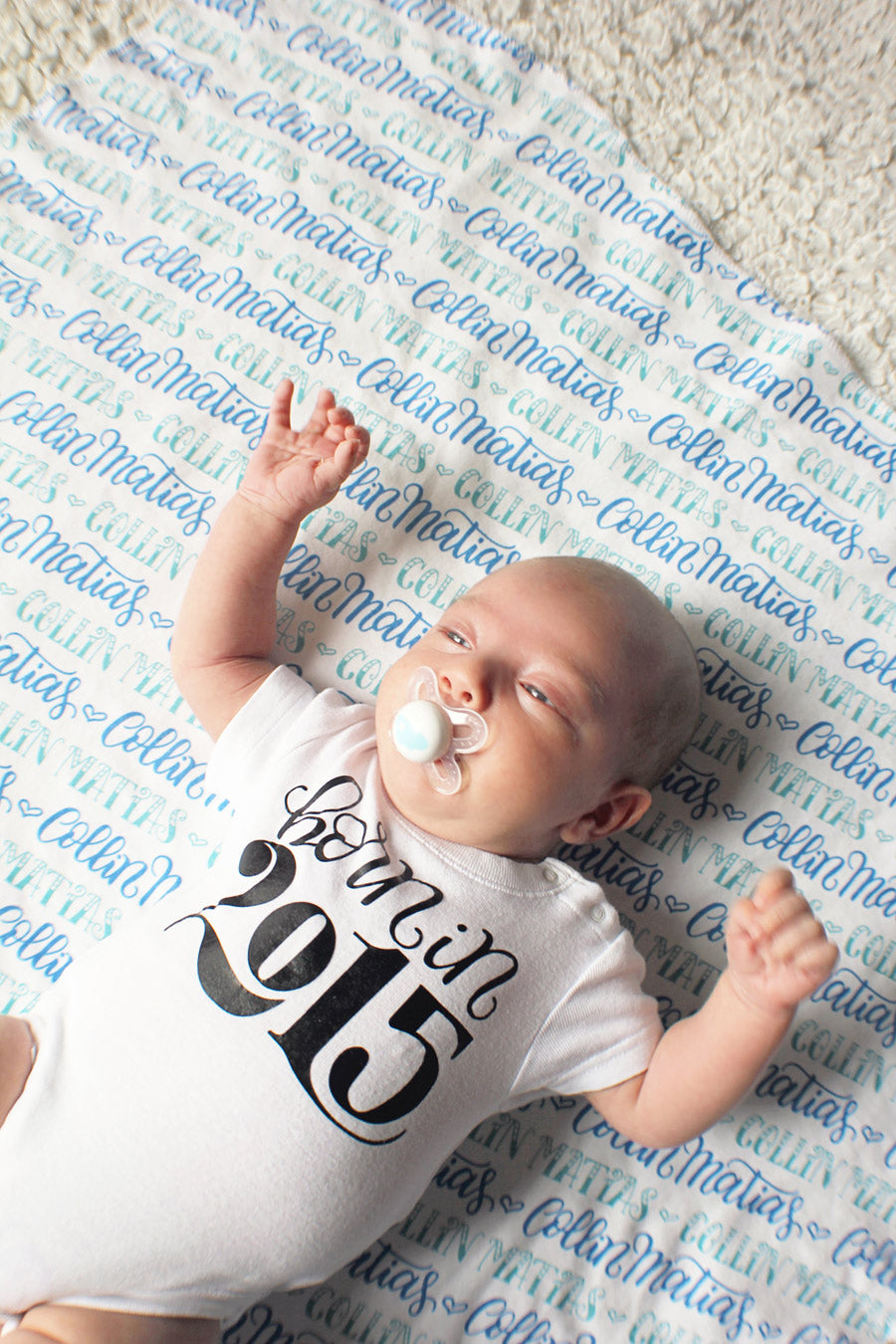 Personalized Swaddle - 2 color design - Birth announcement - howjoyfulshop