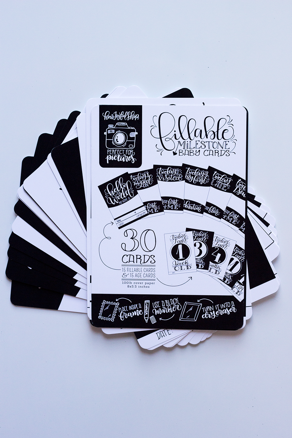 Fillable baby photo cards - Set of 30 - SALE - howjoyfulshop
