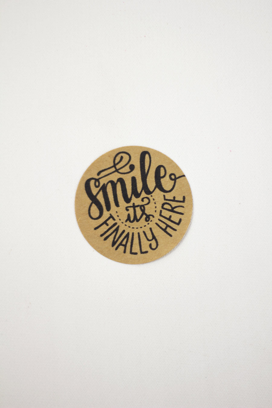 Set of 12 Kraft Stickers - Smile it's finally here - howjoyfulshop