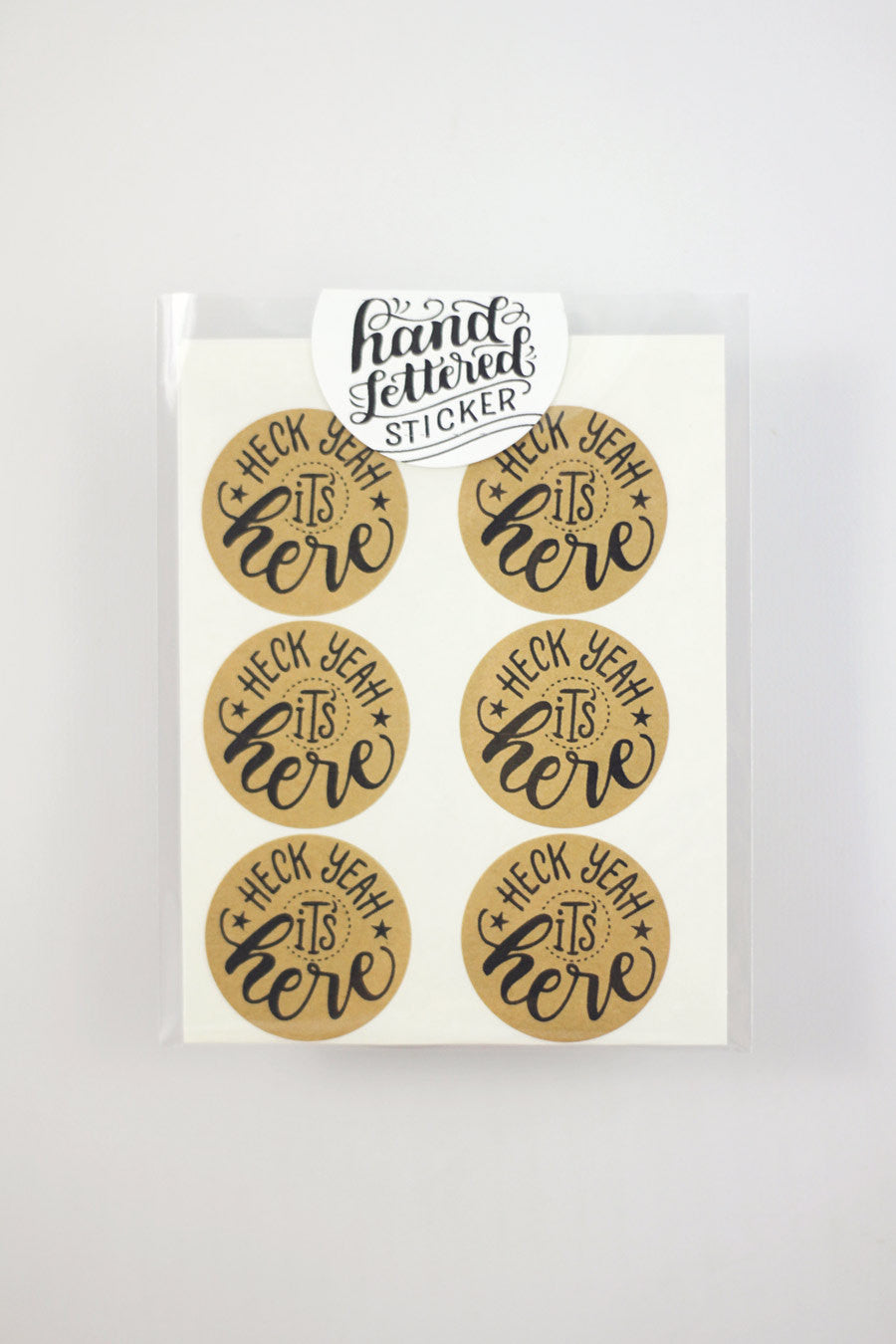 Set of 12 Kraft Stickers - Heck yeah it's here - howjoyfulshop