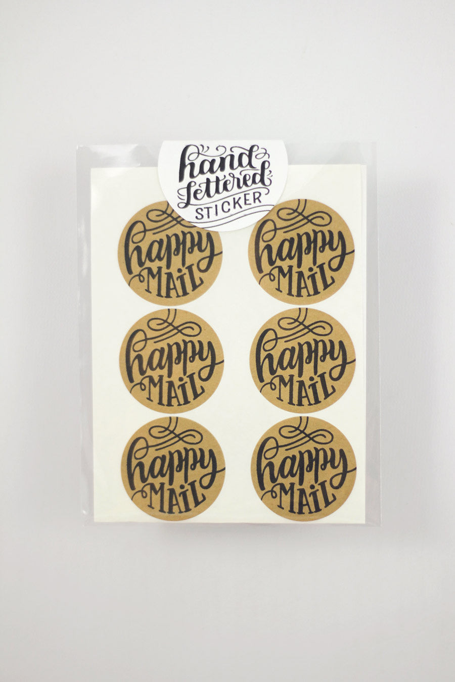 Set of 12 Kraft Stickers - Happy Mail - howjoyfulshop