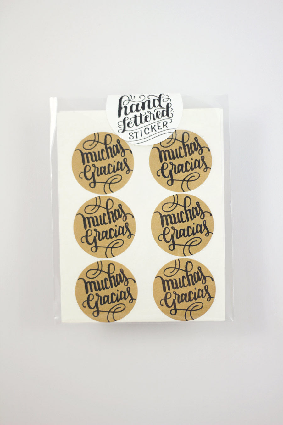 Set of 12 Kraft Stickers - Muchas gracias - howjoyfulshop