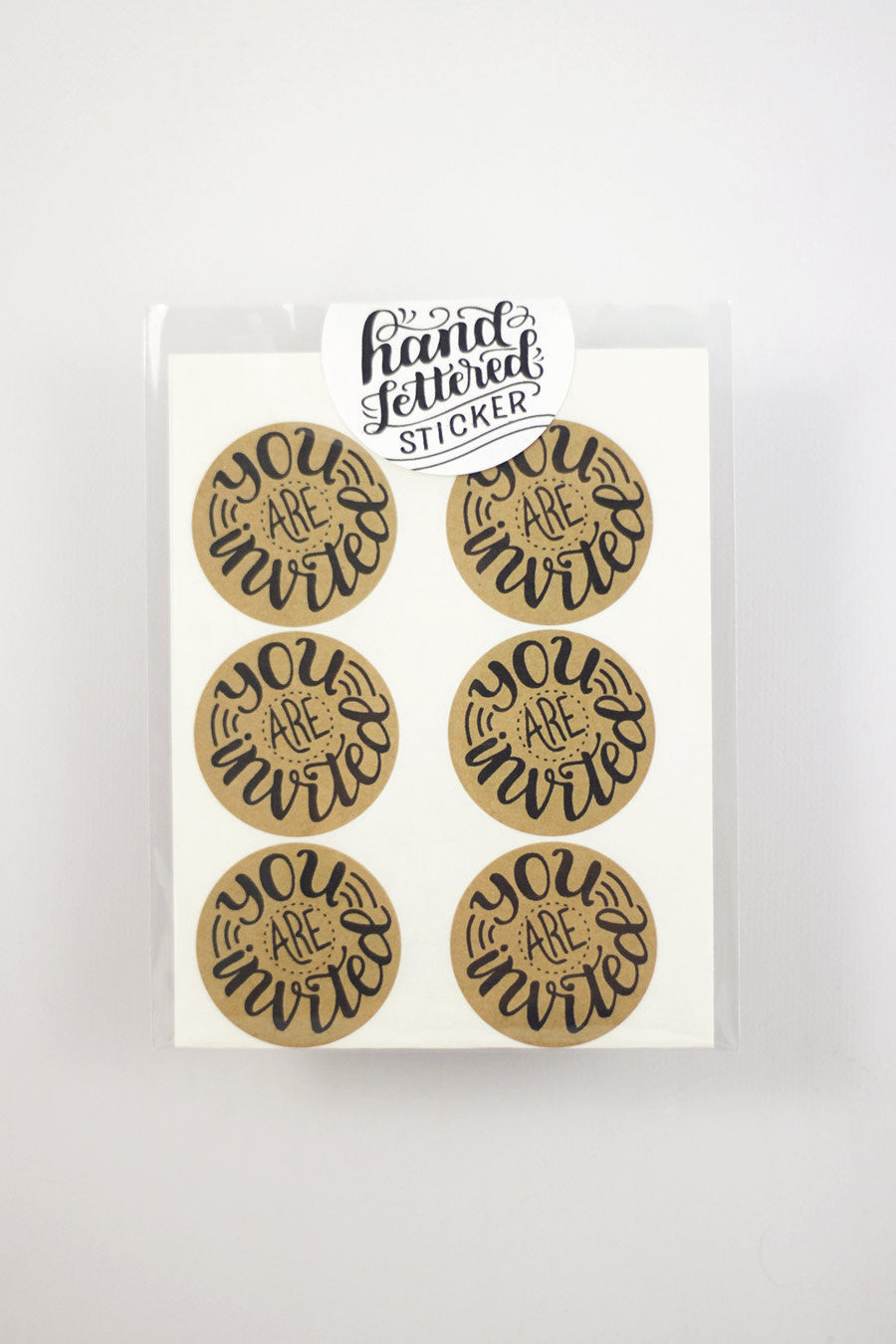 Set of 12 Kraft Stickers - You are invited - howjoyfulshop