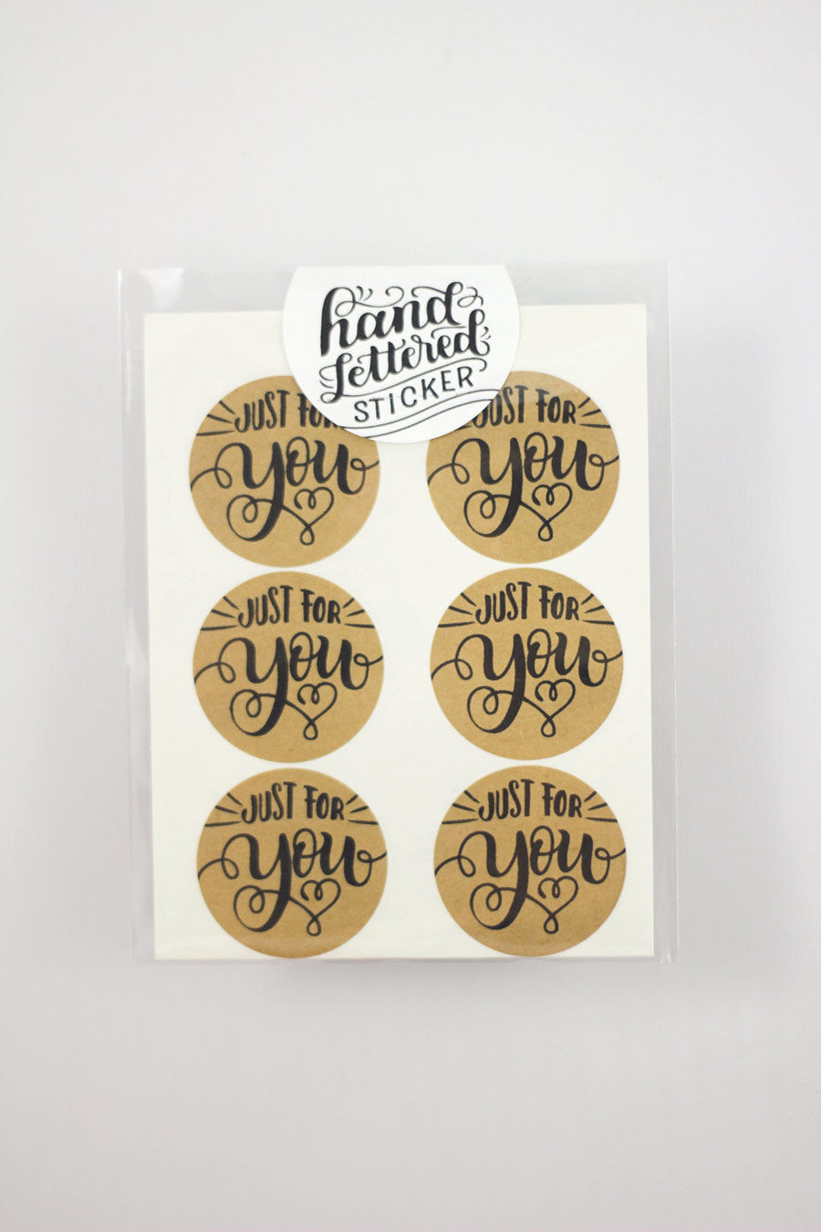 Set of 12 Kraft Stickers - Just for you - howjoyfulshop