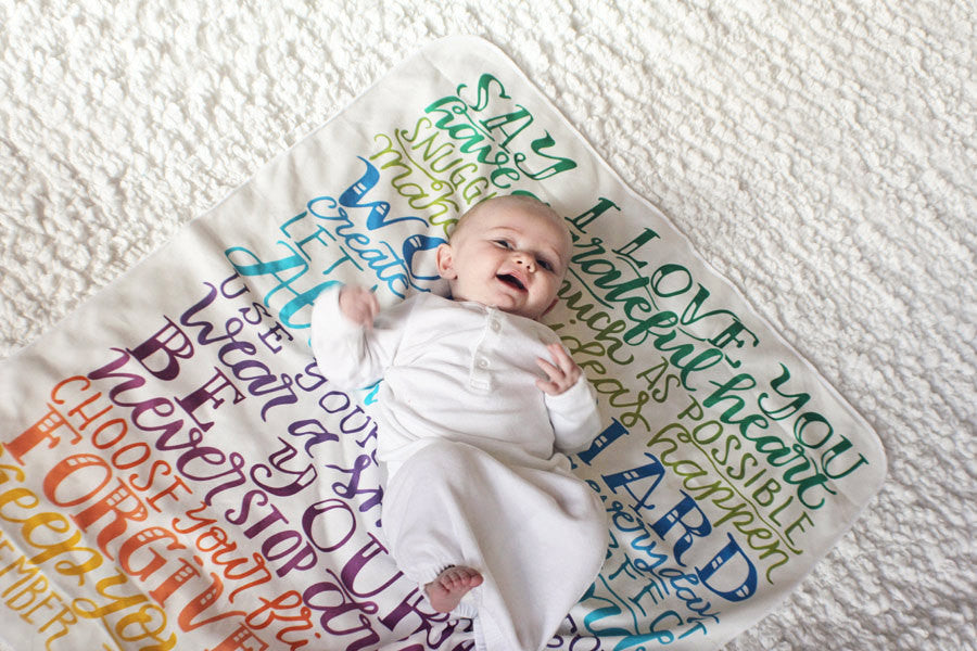 Rainbow wishes swaddle - Organic cotton - LAP SIZE - SALE - howjoyfulshop