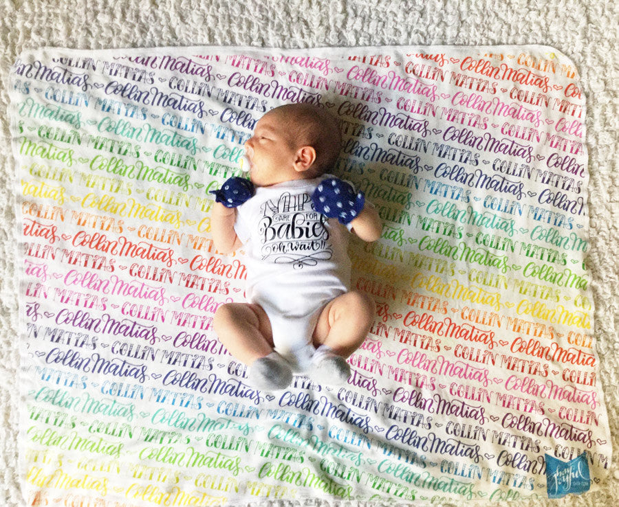 Rainbow Baby- Personalized Swaddle - Rainbow color - Birth announcement - howjoyfulshop