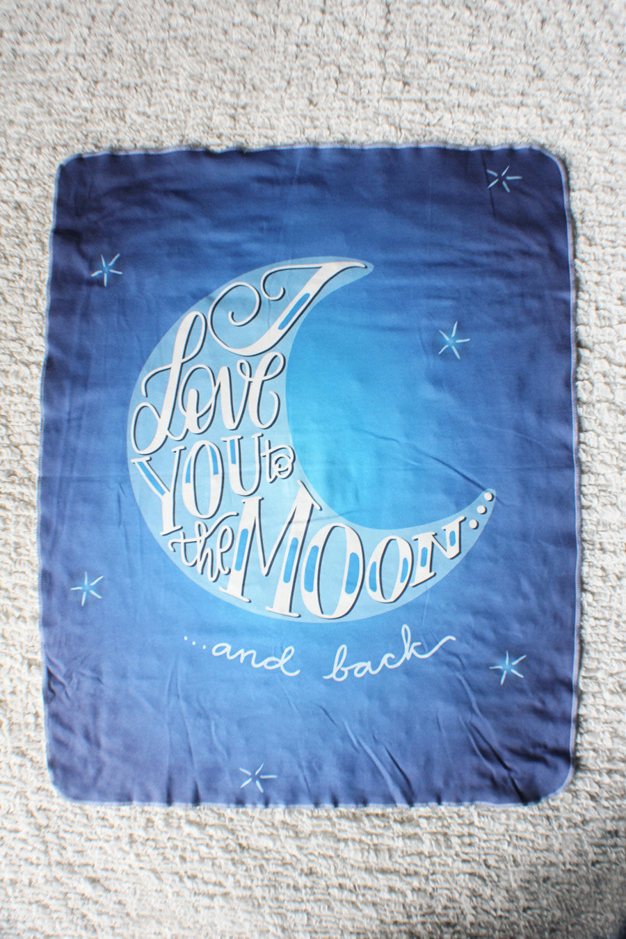 Swaddle - Organic cotton - LAP SIZE - I love you to the moon and back - SALE - howjoyfulshop