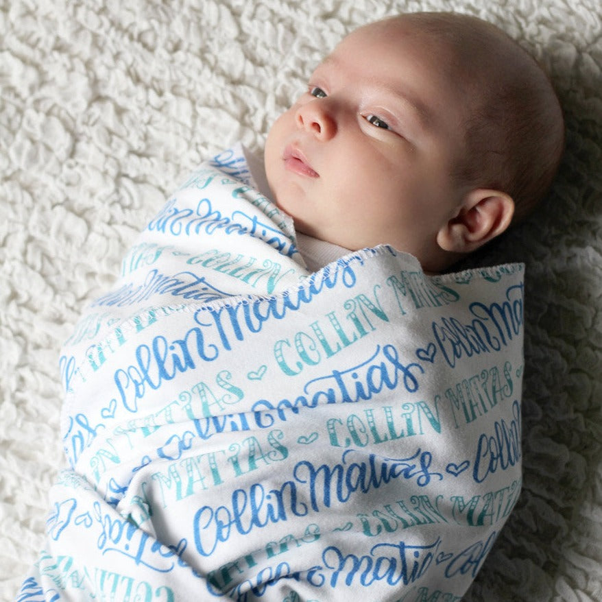 Personalized Swaddle - 2 color design - Birth announcement - howjoyfulshop