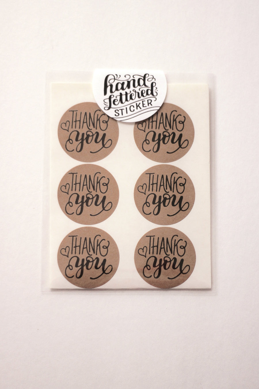 Set of 12 Kraft Stickers - Thank <3 you - howjoyfulshop