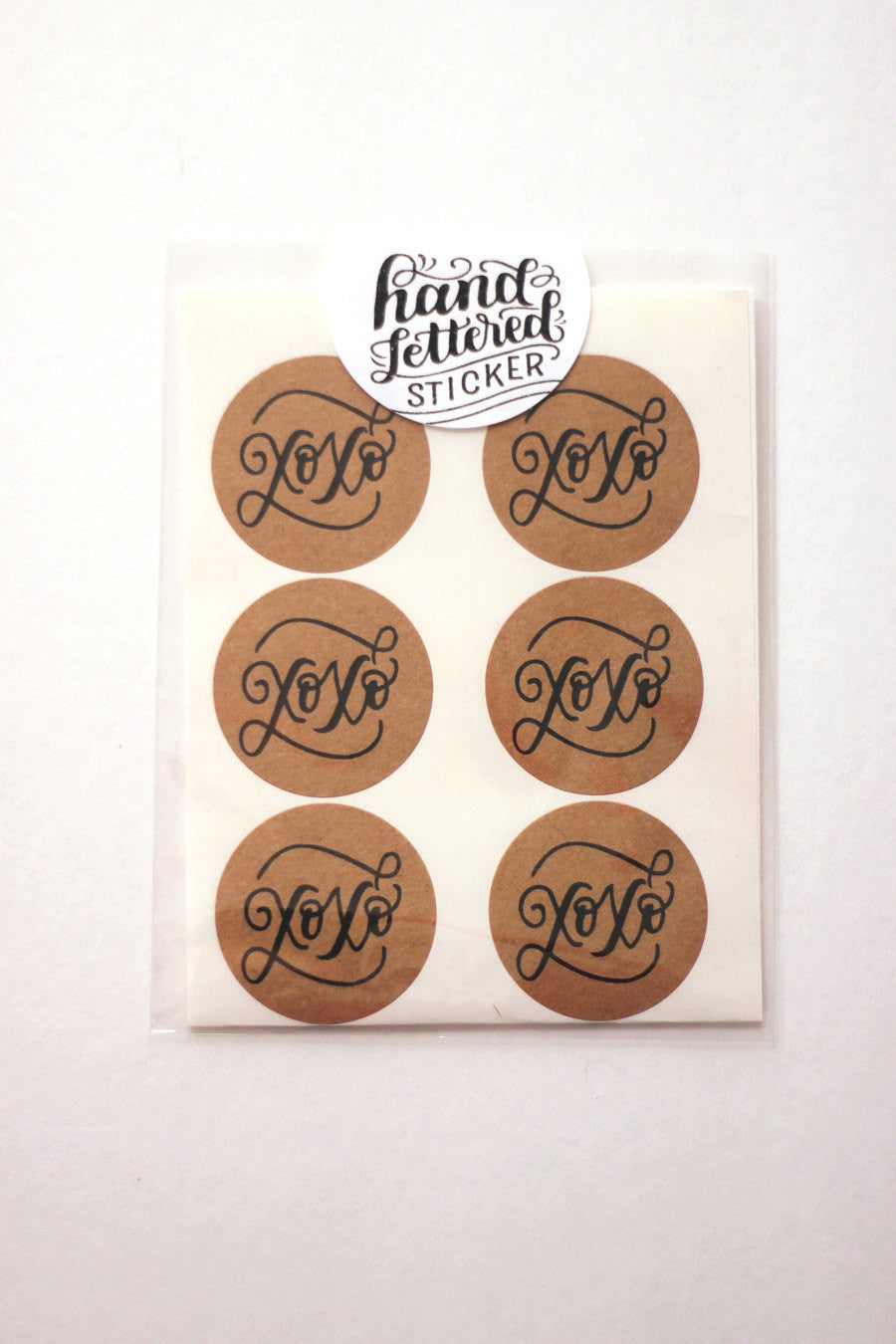 Set of 12 Kraft Stickers - XOXO - howjoyfulshop