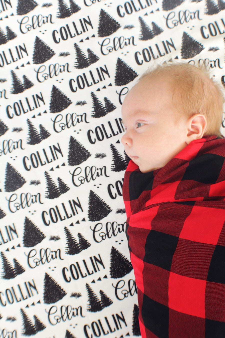 Personalized Swaddle - Pine forest in custom color - howjoyfulshop