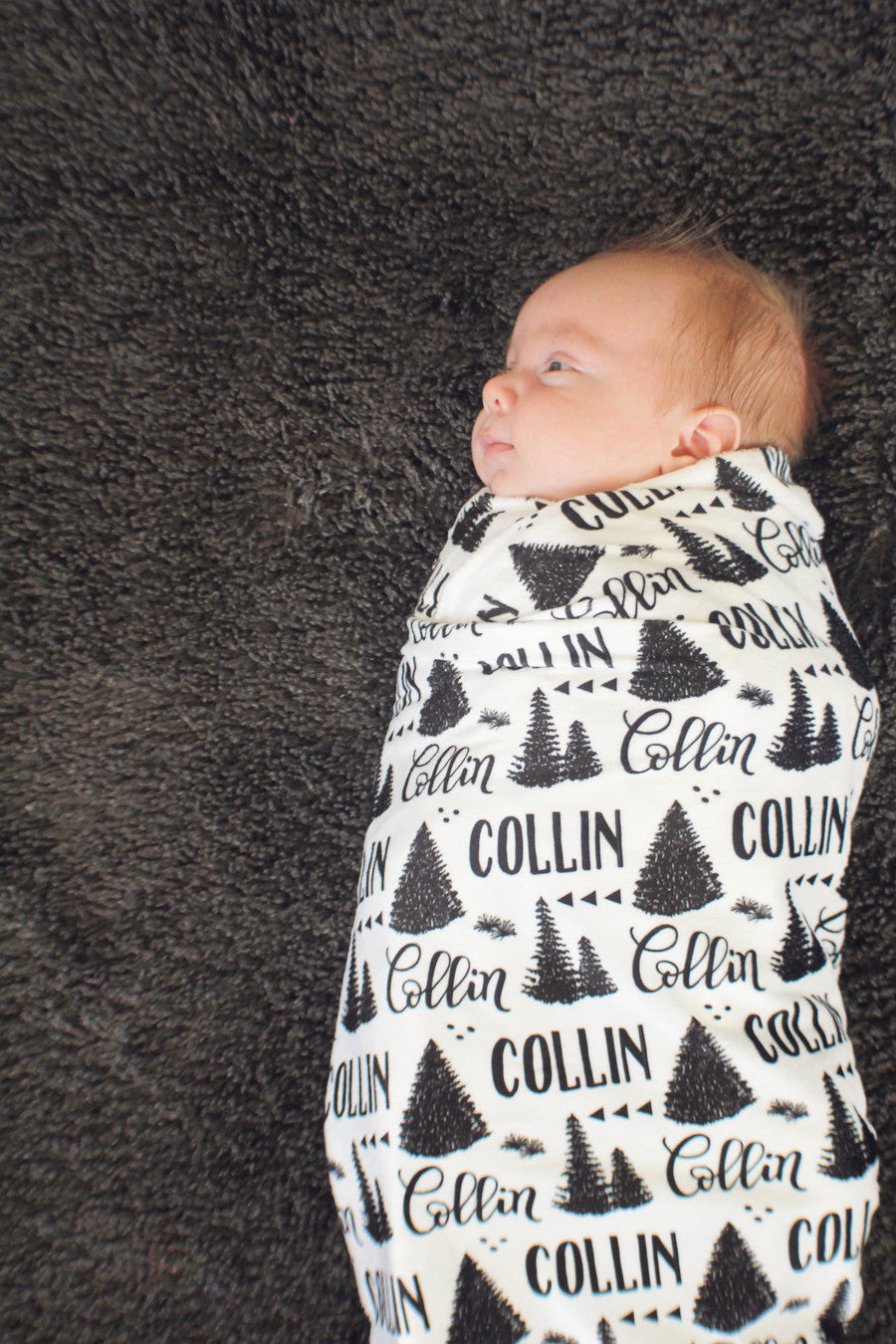 Personalized Swaddle - Pine forest in custom color - howjoyfulshop