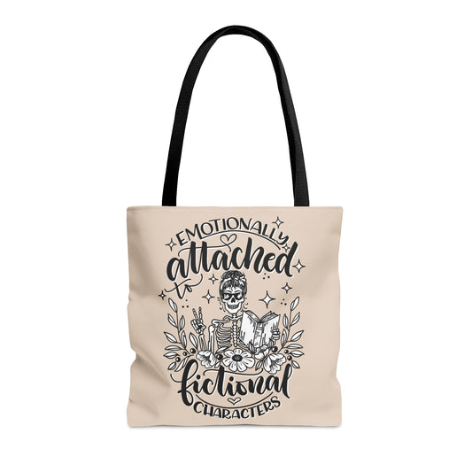 Emotionally Attached to Fictional Characters - Book Lover Tote Bag Tan