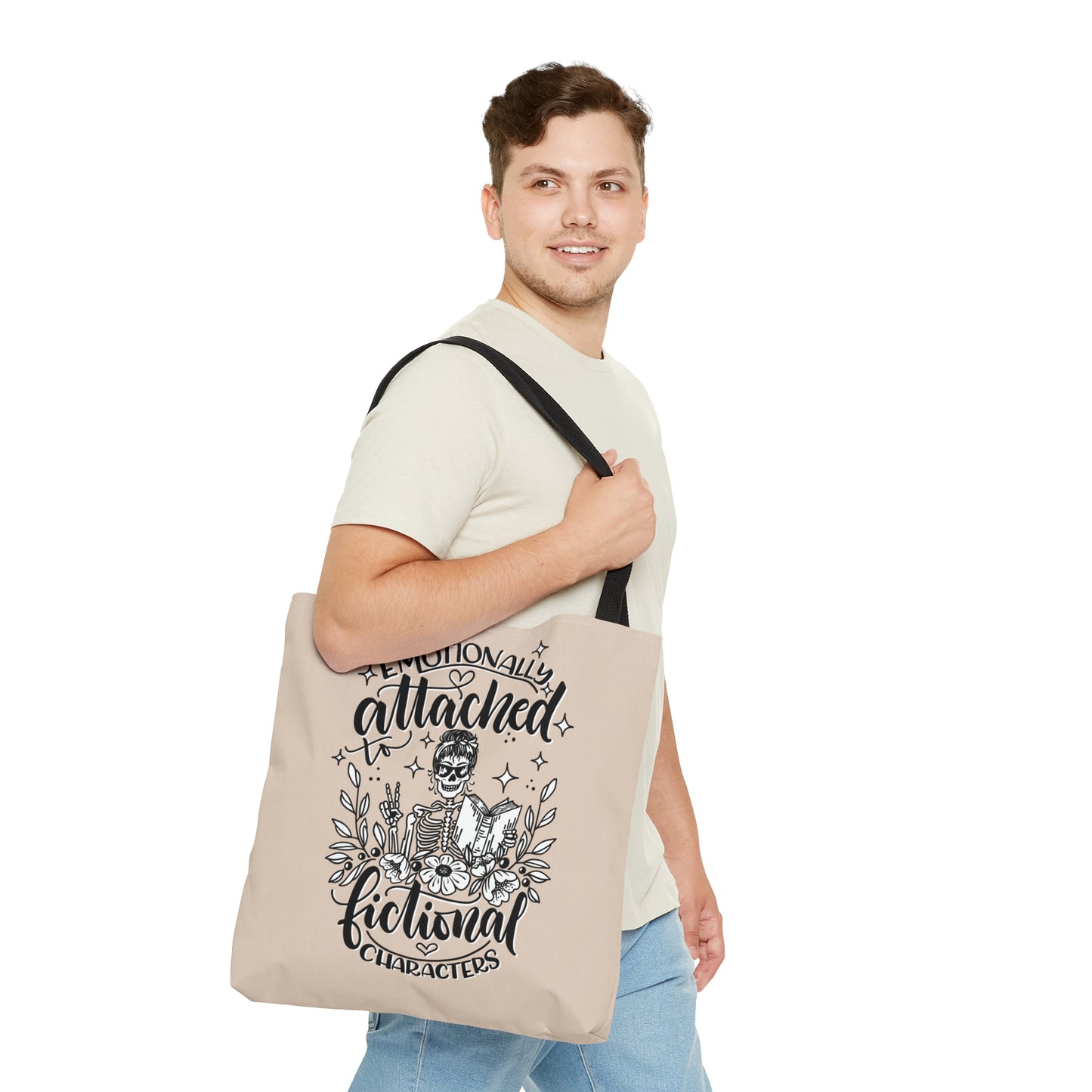 Emotionally Attached to Fictional Characters - Book Lover Tote Bag Tan