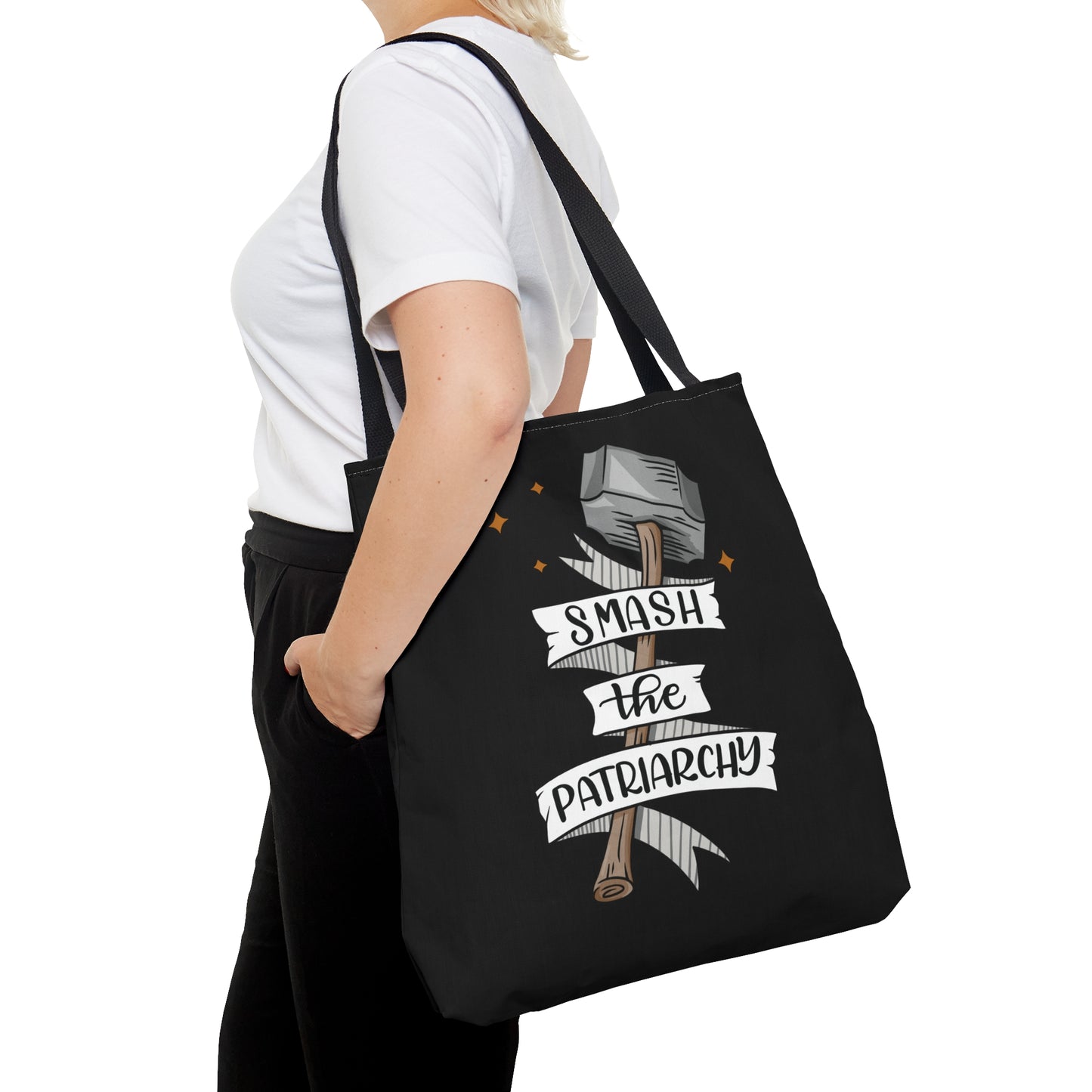 Smash the Patriarchy - Hammer Feminist Tote Bag Black