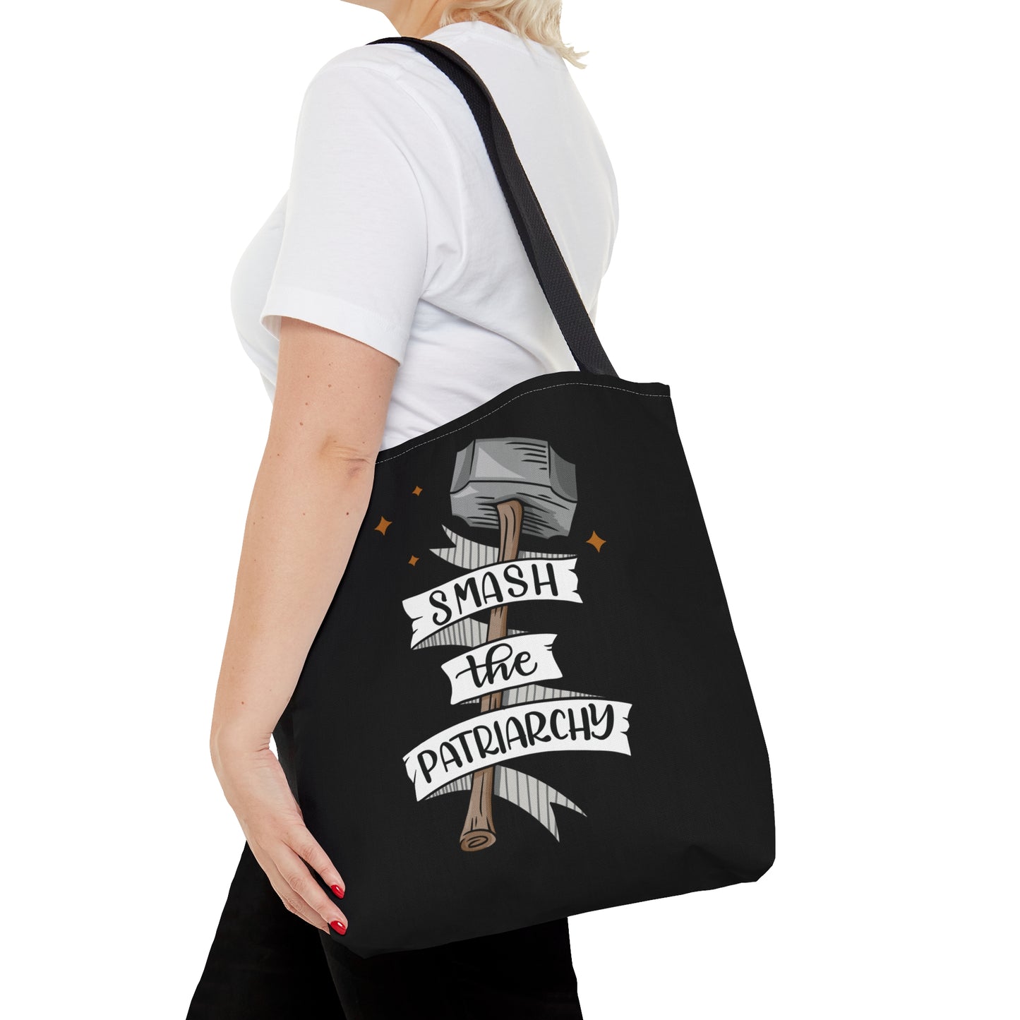 Smash the Patriarchy - Hammer Feminist Tote Bag Black