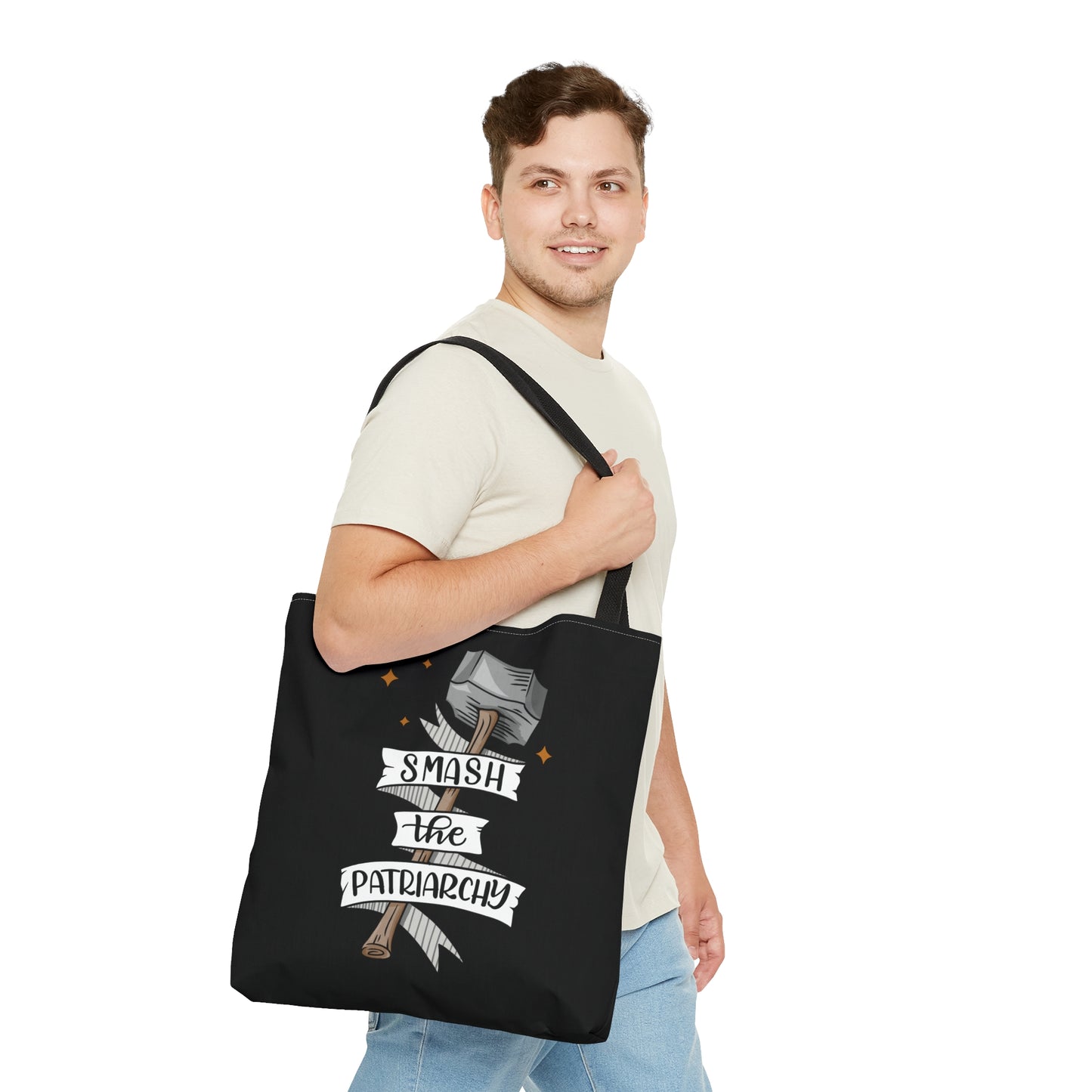 Smash the Patriarchy - Hammer Feminist Tote Bag Black