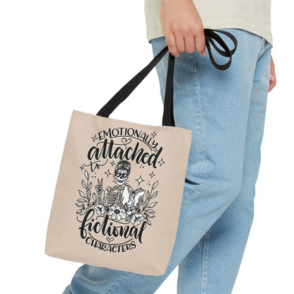 Emotionally Attached to Fictional Characters - Book Lover Tote Bag Tan