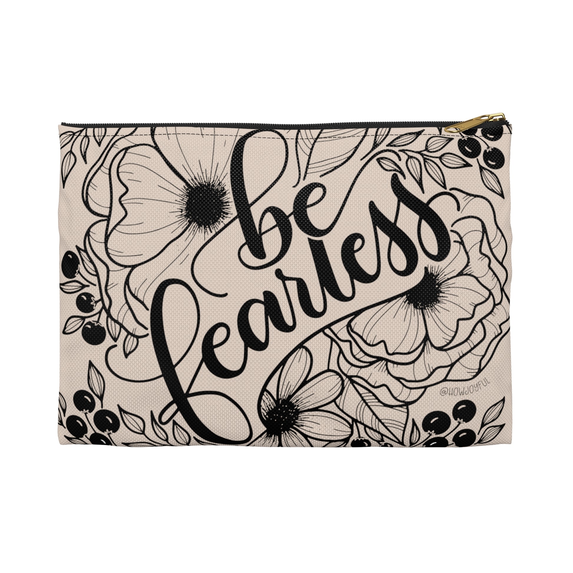 Be Fearless - Tan Zipped Pouch - howjoyfulshop