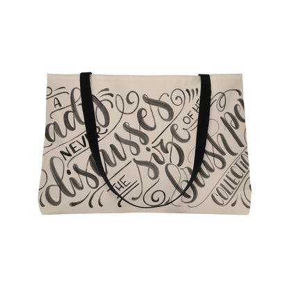 A lady never discusses the size of her brush pen collection - Tan Weekender Tote Bag - howjoyfulshop