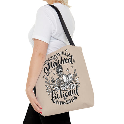 Emotionally Attached to Fictional Characters - Book Lover Tote Bag Tan