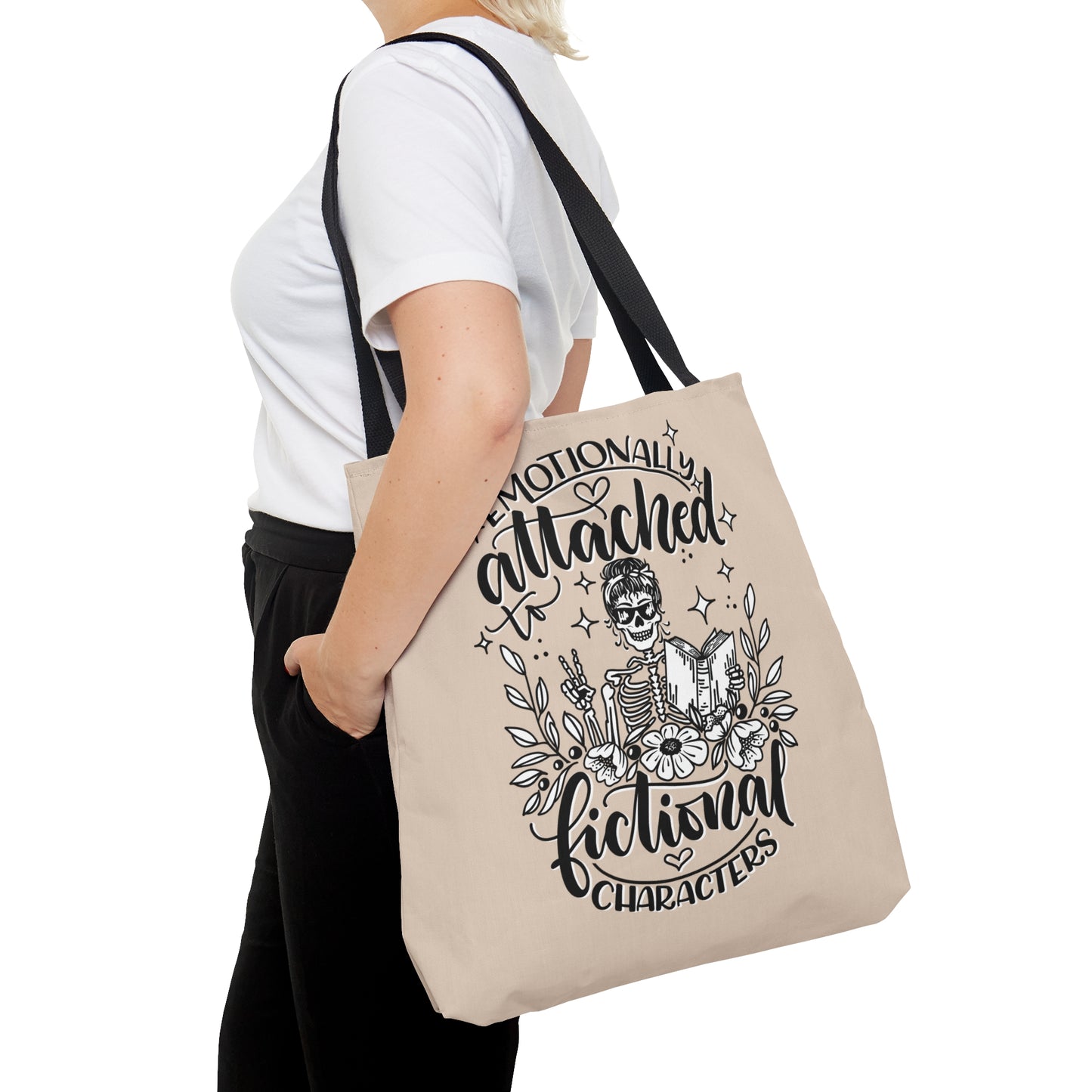 Emotionally Attached to Fictional Characters - Book Lover Tote Bag Tan