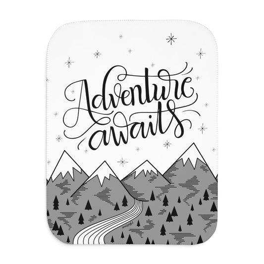 Adventure awaits mountains - Sherpa Blanket - howjoyfulshop